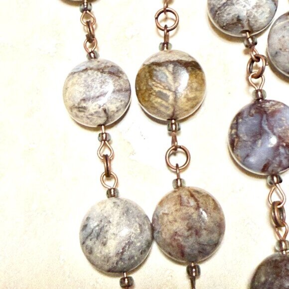 Natural Earthy Agate Star Pendant Long Necklace, Genuine Gemstone + Copper Links - Picture 10 of 16